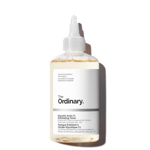 the ordinary glycolic acid 7% exfoliating toner, brightening and smoothing daily toner for more even looking skin tone