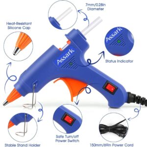 hot glue gun kit with 30 glue sticks, fast preheating hot melt, high temp for school crafts diy arts and quick home repairs, 20w blue