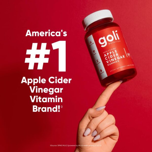 goli apple cider vinegar gummy vitamins – 60 count – vitamin b12, gelatin free, gluten free, vegan & non gmo