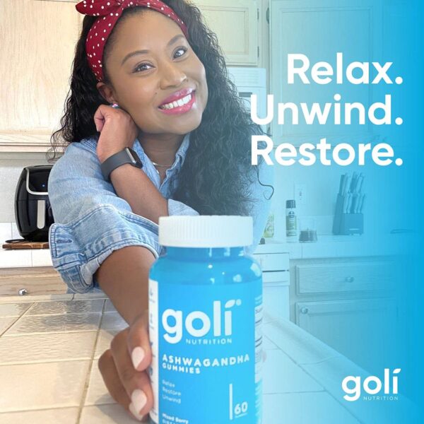 goli ashwagandha & vitamin d gummy 120 count – relax. restore. unwind. (mixed berry, ksm 66, vegan, plant based, non gmo, gluten free & gelatin…