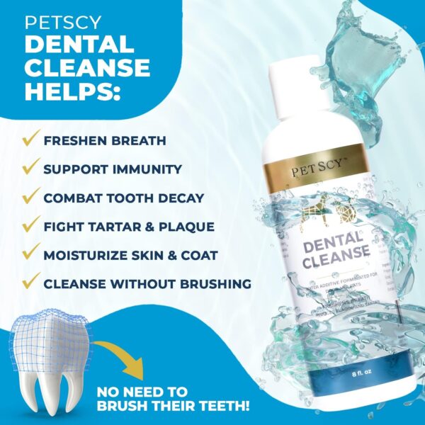 petscy – dental cleanse, all natural cat & dog tartar remover for teeth, cat & dog water