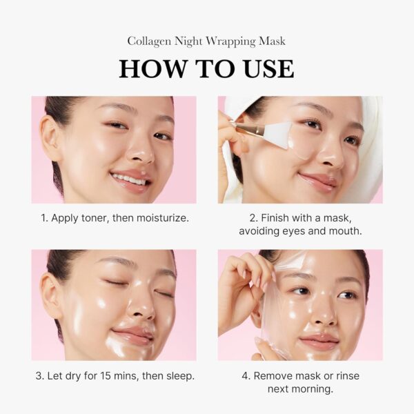 medicube collagen overnight wrapping peel off facial mask pack – elasticity & hydration care, reduces sagging & dullness – hydrolyzed collagen for glowing skin – korean skin care, 2.53 fl.oz