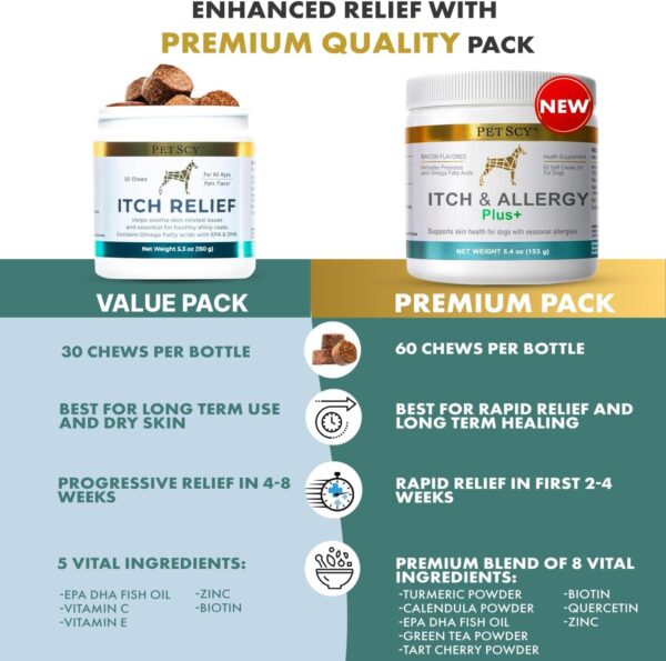 petscy dog itch relief chews with omega 3 fatty acids, epa & dha | itch relief for dogs nutritional support, immunity & muscles