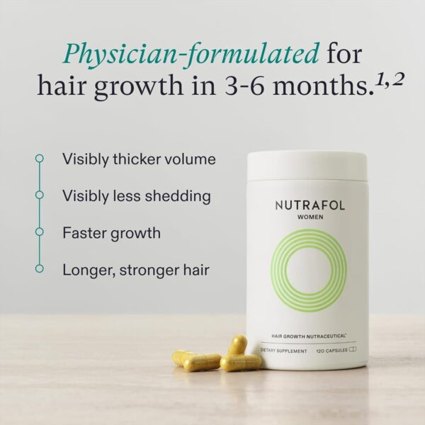 nutrafol women’s hair growth supplements, ages 18 44, clinically proven for visibly thicker and stronger hair, dermatologist recommended – 1 month supply