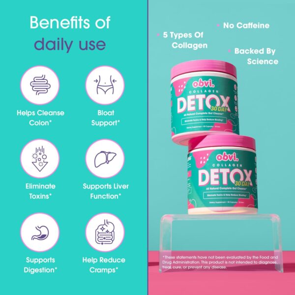 obvi detox colon cleanse supplement | promotes digestive and gut health, bloating relief, helps remove toxins | immune support with milk thistle, psyllium…