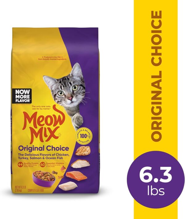 meow mix original choice dry cat food, 6.3 pound bag