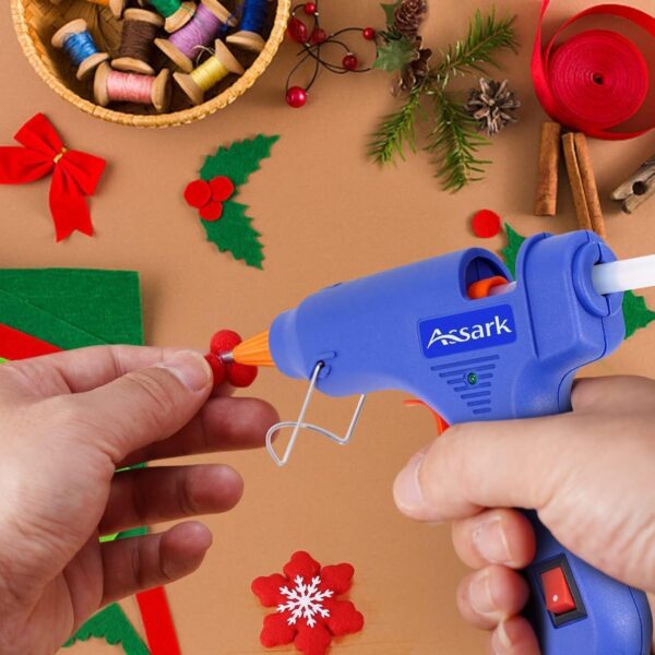hot glue gun kit with 30 glue sticks, fast preheating hot melt, high temp for school crafts diy arts and quick home repairs, 20w blue