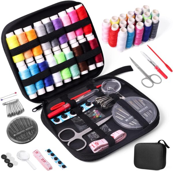 juning sewing kit with case portable sewing supplies for home traveler, adults, beginner, emergency