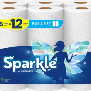 sparkle pick a size paper towels, 6 double rolls