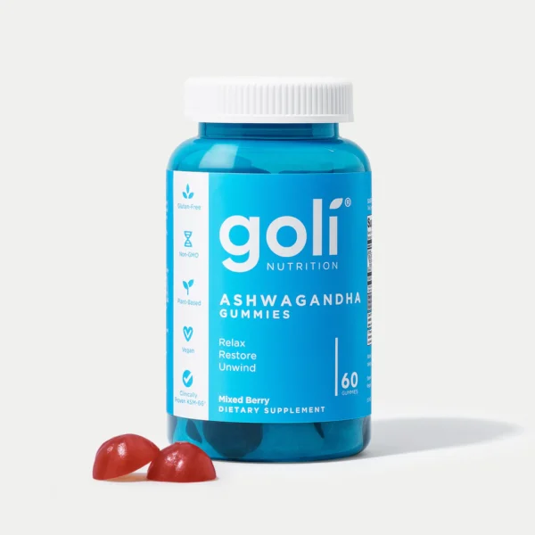 goli ashwagandha & vitamin d gummy 120 count – relax. restore. unwind. (mixed berry, ksm 66, vegan, plant based, non gmo, gluten free & gelatin…