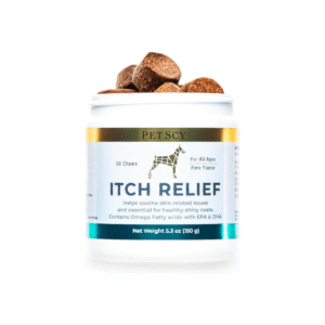 petscy dog itch relief chews with omega 3 fatty acids, epa & dha | itch relief for dogs nutritional support, immunity & muscles