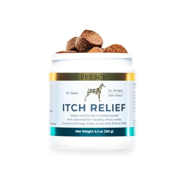 petscy dog itch relief chews with omega 3 fatty acids, epa & dha | itch relief for dogs nutritional support, immunity & muscles